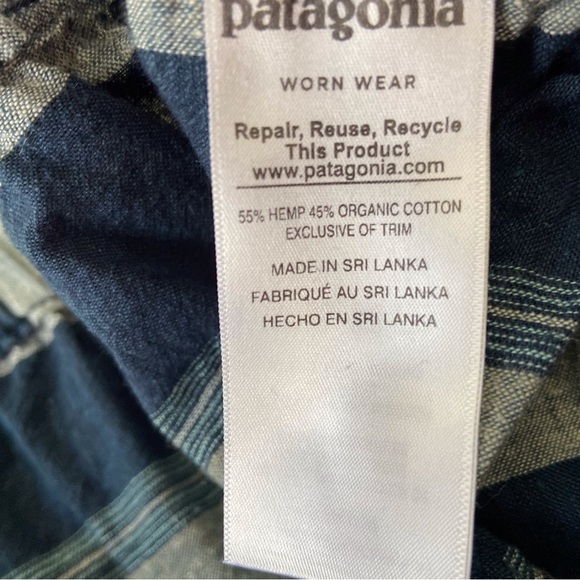 Patagonia blue skirt striped ajustable waist grey blue hemp cotton organic Large - Picture 9 of 13